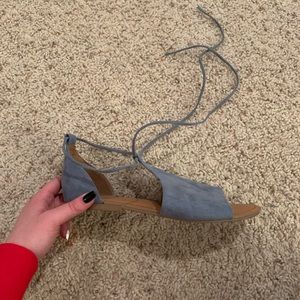 Blue lace up sandals